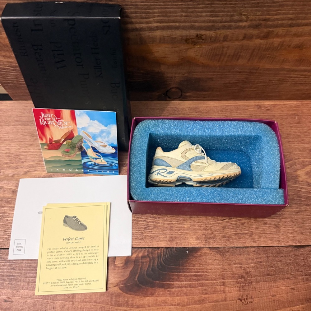 Just The Right Shoe by Raine Raine Runner Figurine 25166 Cream Blue Sneaker Mini